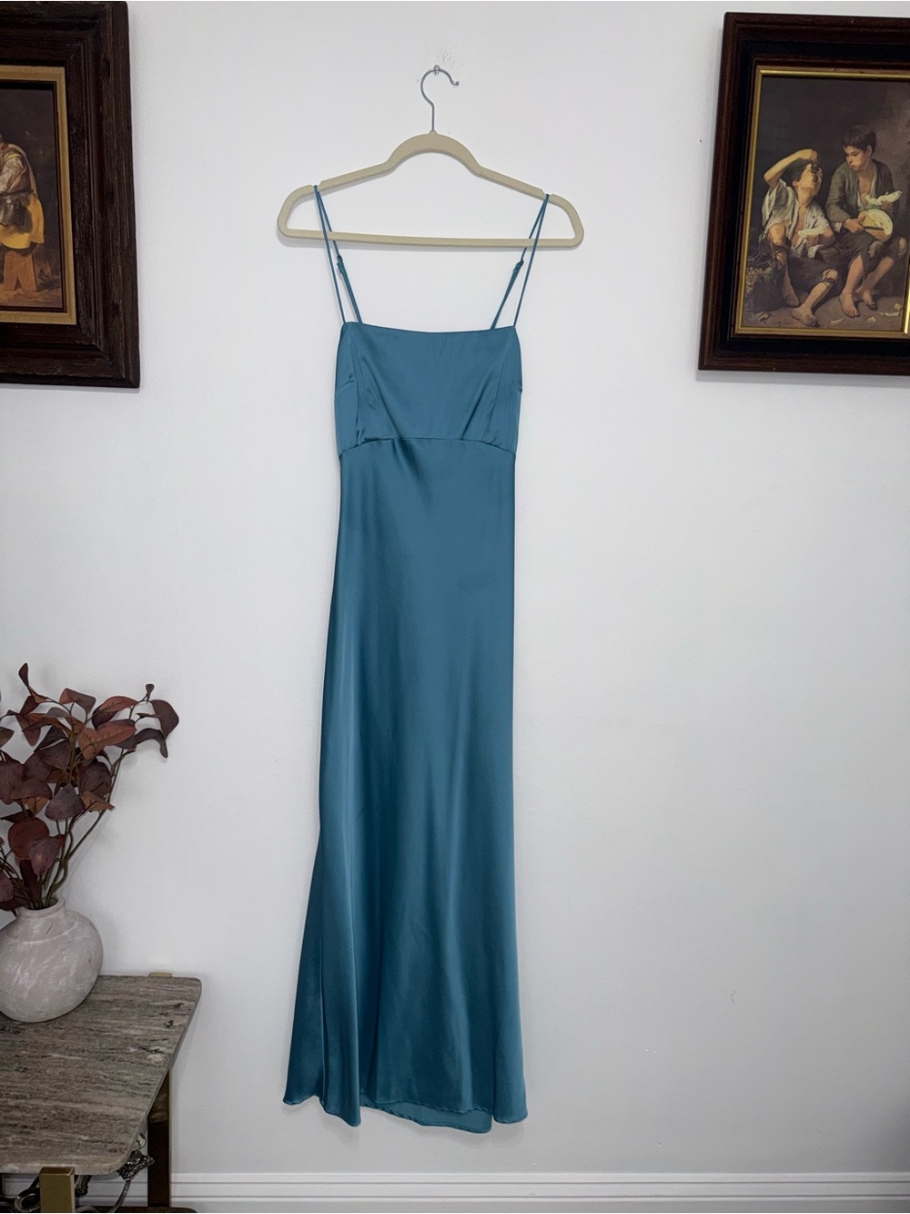 Abercrombie & Fitch Teal Satin Slip Maxi Dress